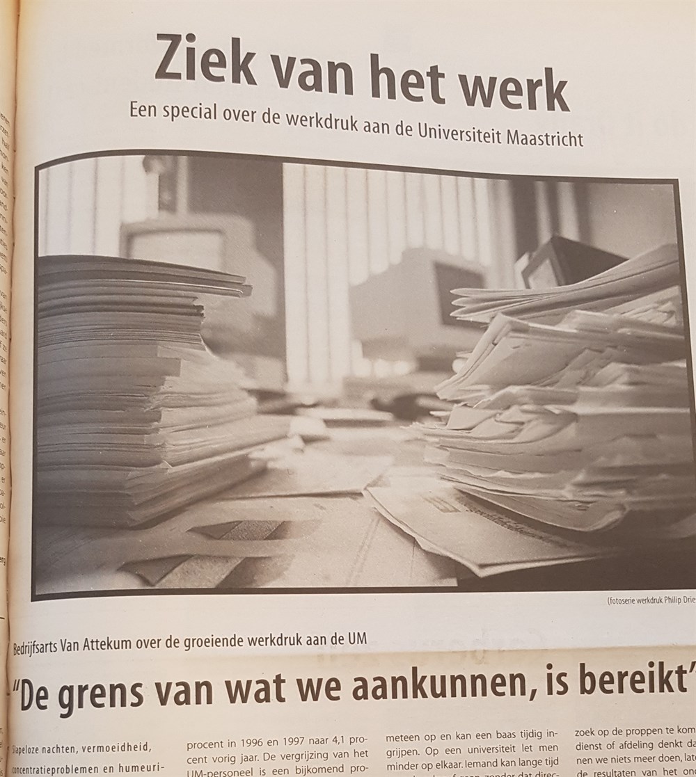 Werkdruk en kleppen op de gang